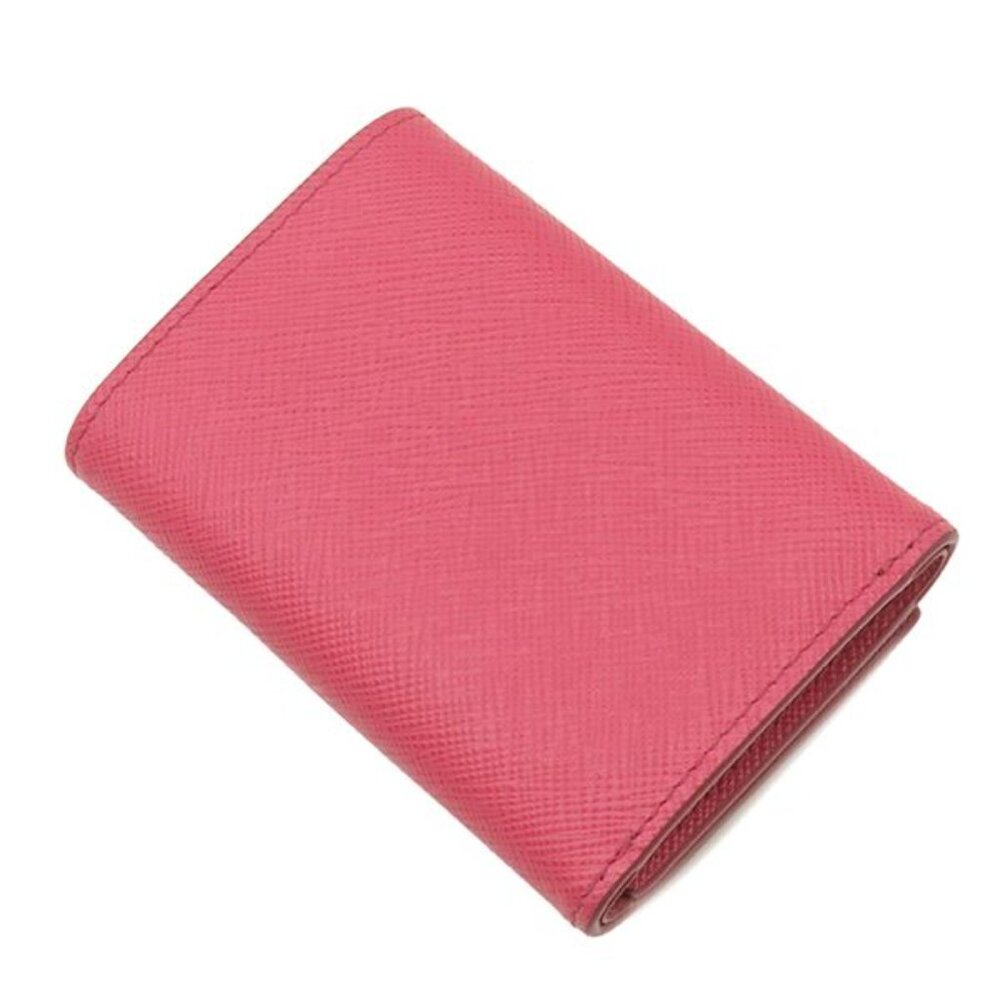 Prada Trifold Wallet Metal Logo Leather Pink Gold Hardware Compact Wallet - Picture 2 of 13